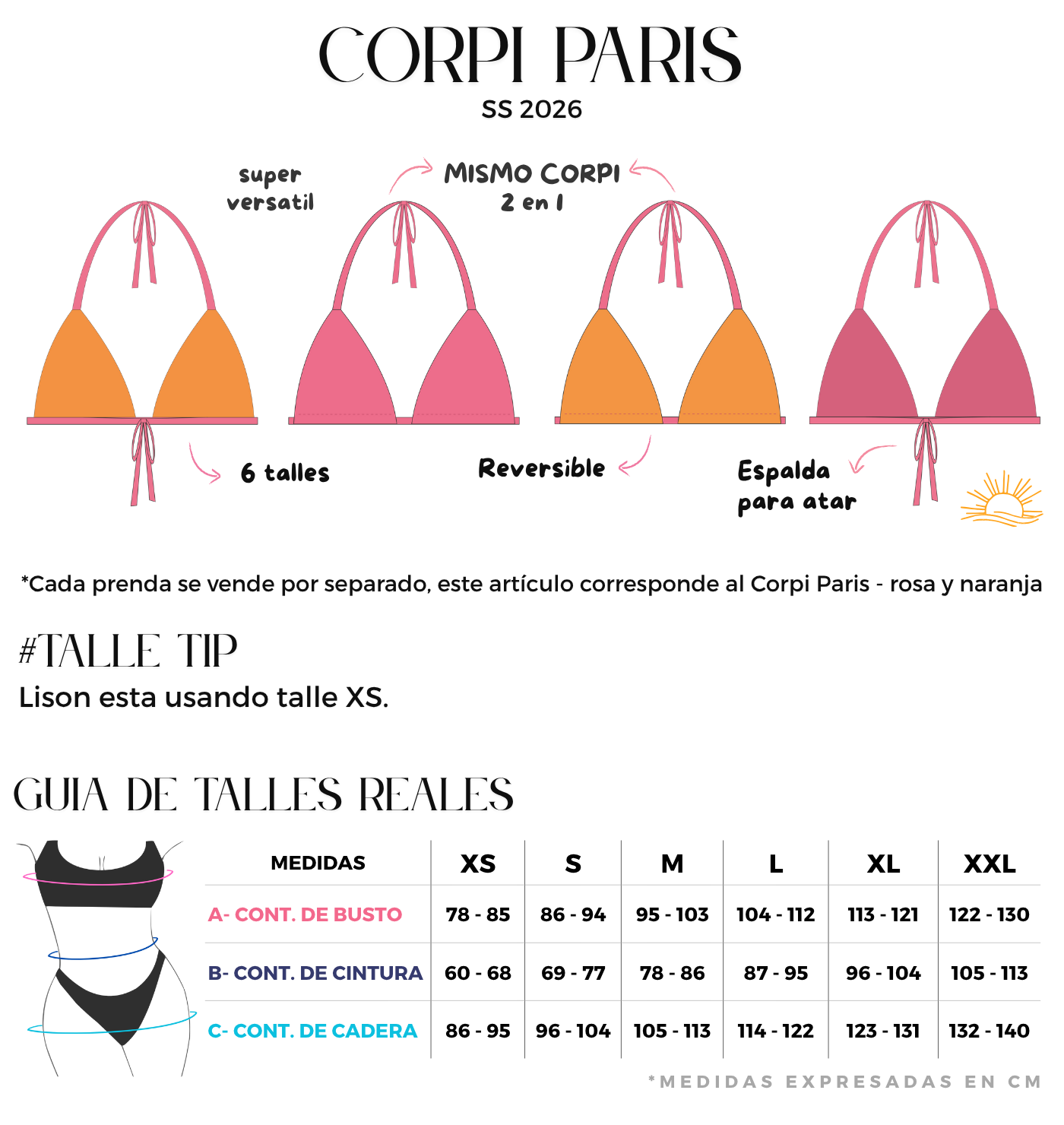 Descripcion del corpiño triangulito paris color rosa y naranja